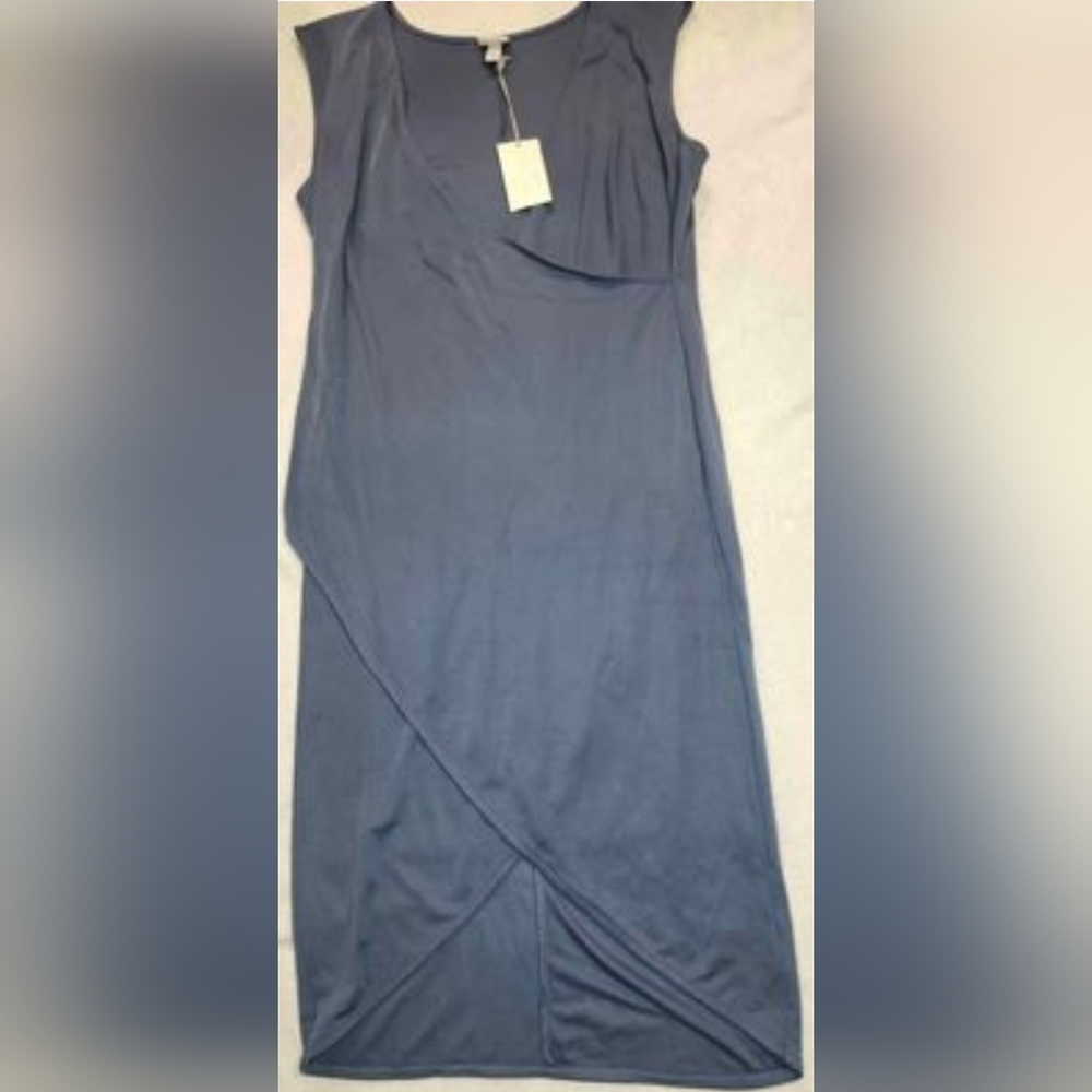 Womens Sz M NWT A New Day Pullover Blue Sleeveless Deep V-Neck Dress
